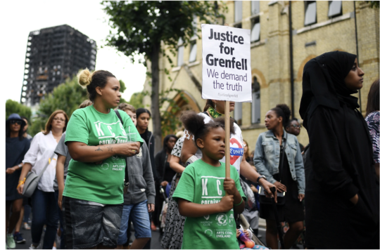 A silent march to mark the two-month anniversary of the Grenfell tower fire on August 14, 2017, in London. Leon Neal/Getty